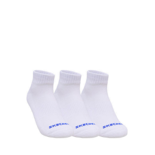 Skechers 3PK 1/2 Terry Qtr Crew Boys Socks - White / Blue