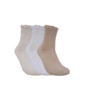 Skechers 3Pk Womens 1/2 Terry Anklet - Beige