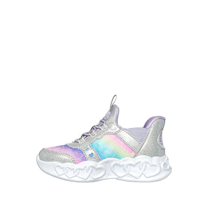 Skechers Slip-Ins Infinite Heart Lights Girl's Shoes - Silver
