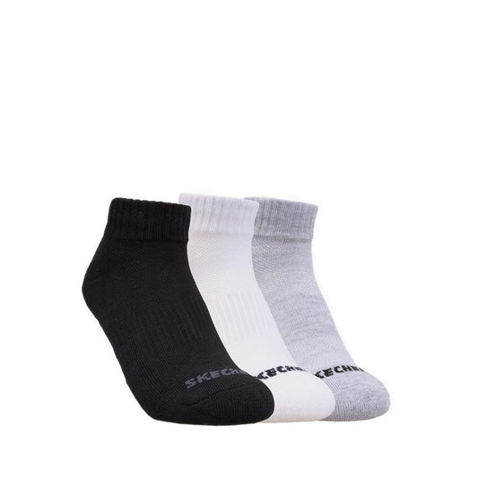 Skechers 3PK 1/2 Terry Qtr Crew Boys Socks - Black / Grey
