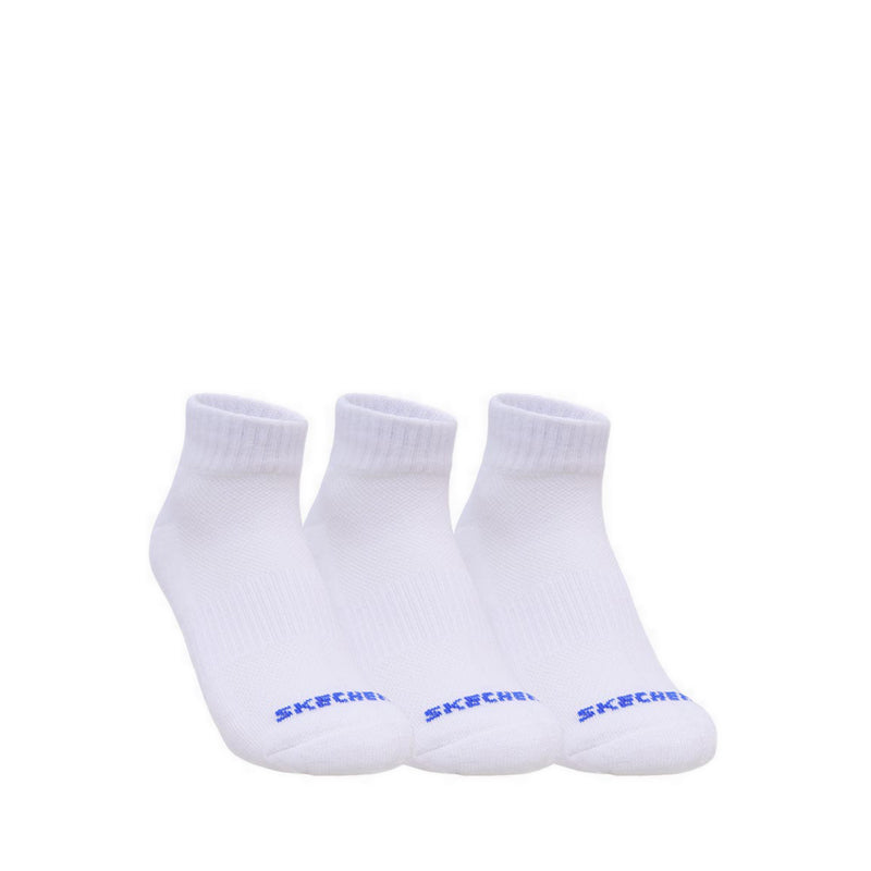 Skechers 3PK 1/2 Terry Qtr Crew Boys Socks - White / Blue