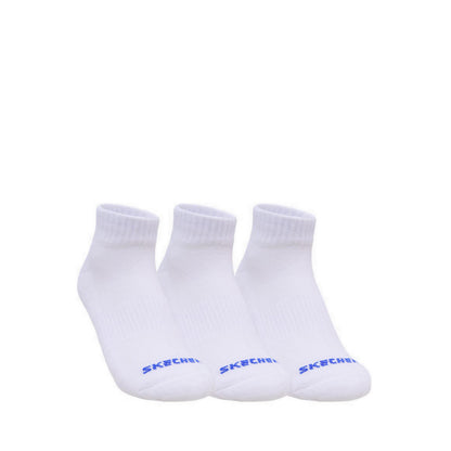 Skechers 3PK 1/2 Terry Qtr Crew Boys Socks - White / Blue