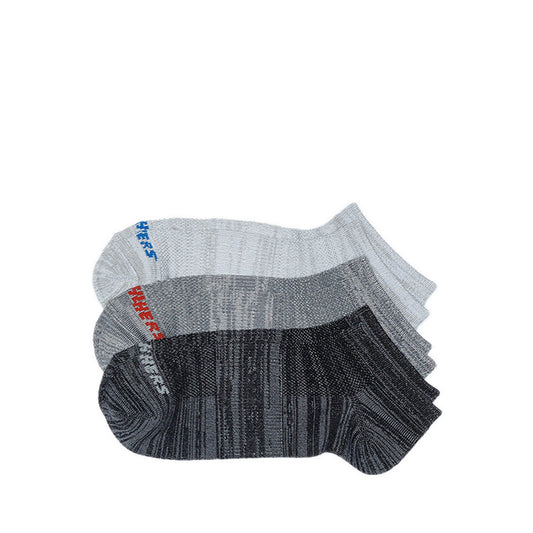 SKECHERS 3PK NON TERRY SUPERSOFT LOW CUT BOYS - GREY MIX