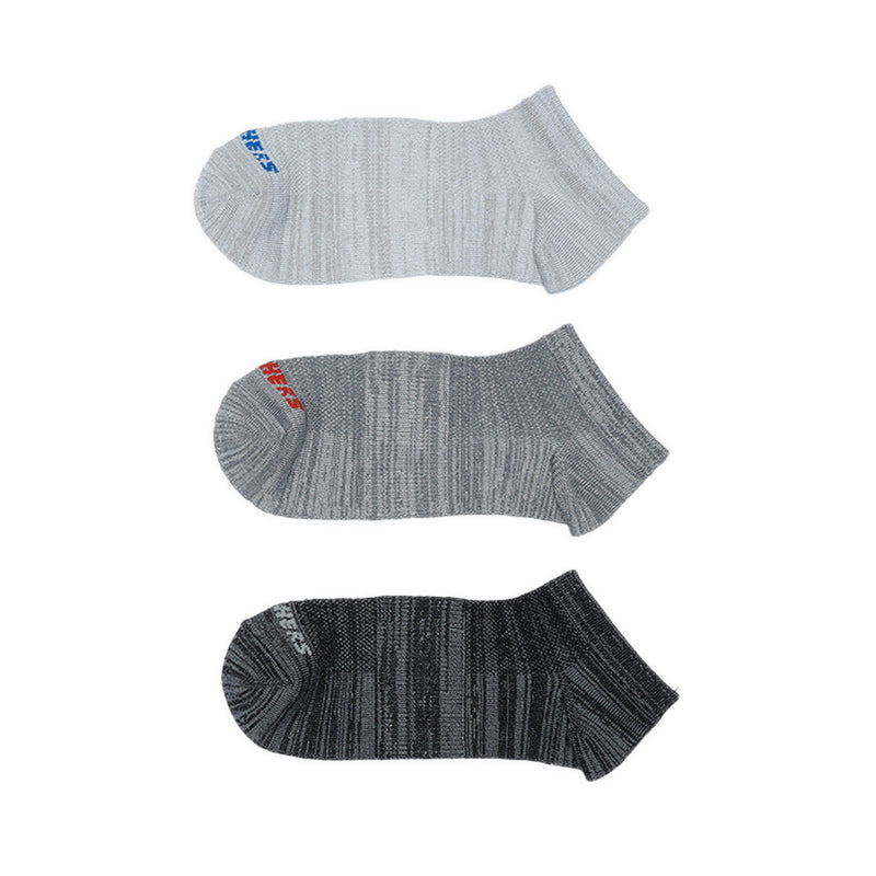 SKECHERS 3PK NON TERRY SUPERSOFT LOW CUT BOYS - GREY MIX