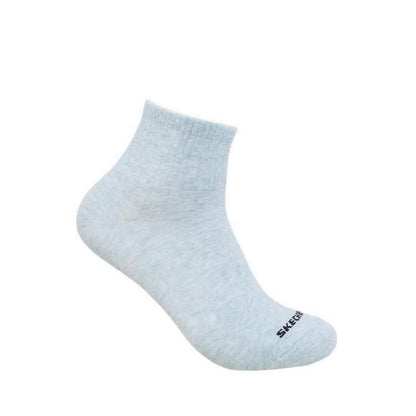 Skechers 3Pk Boys Non Terry Qtr Crew Socks - White / Grey