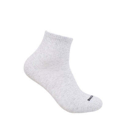 Skechers 3Pk Boys Non Terry Qtr Crew Socks - White / Grey