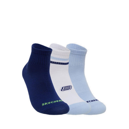 Skechers 6Pk Boys Non Terry Qtr Crew - White / Blue