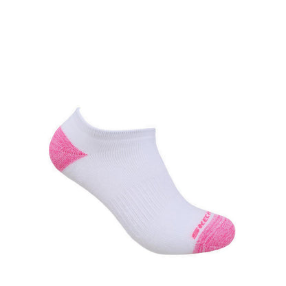Skechers 3Pk Girls Full Terry No Show Socks - White / Pink