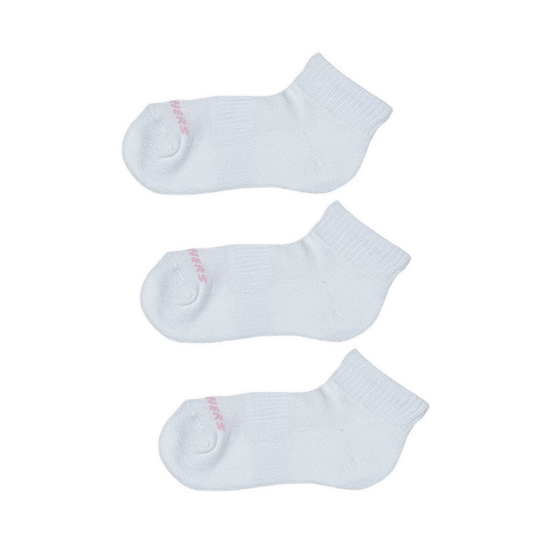 SKECHERS 3PK 1/2 TERRY QTR CREW GIRLS - WHITE