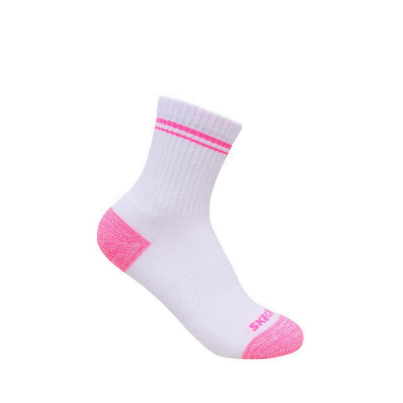 Skechers 6PK 1/2 Terry Crew Girls Socks - White / Purple
