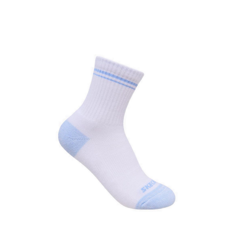 Skechers 6PK 1/2 Terry Crew Girls Socks - White / Purple