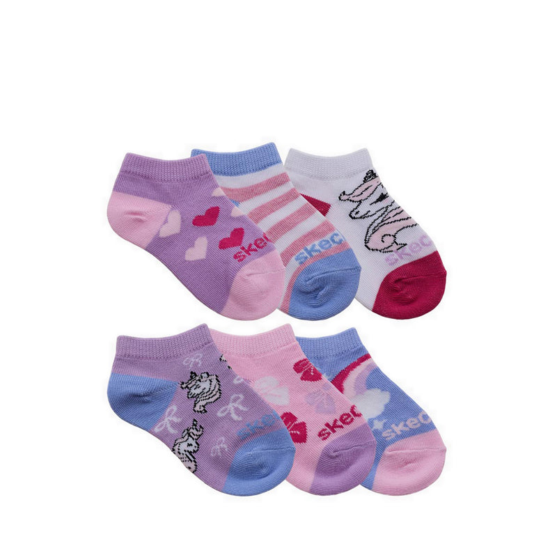 Skechers 6Pk Girls Non Terry Low Cut - Pink / Purple