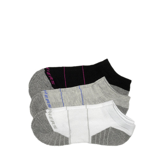 Skechers 3Pk Womens Extended Terry Low Cut Socks - Grey / Black
