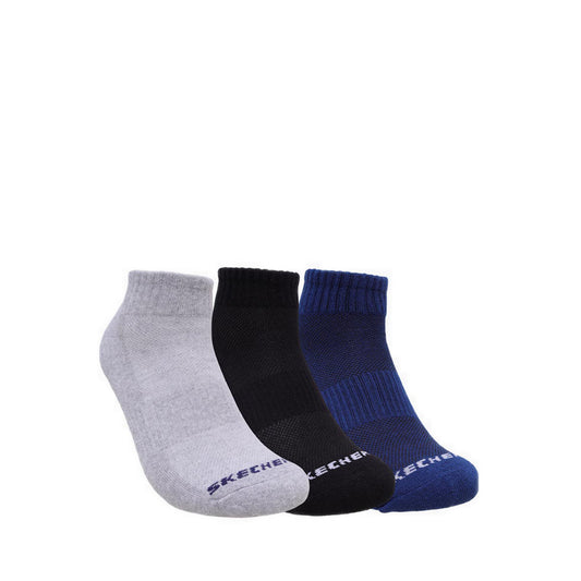 Skechers 3PK 1/2 Terry Qtr Crew Unisex Socks - Black / Multi