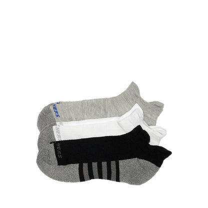Skechers 3Pk Mens Extended Terry Low Cut W/ Double Heel Tab Socks - Grey / Black