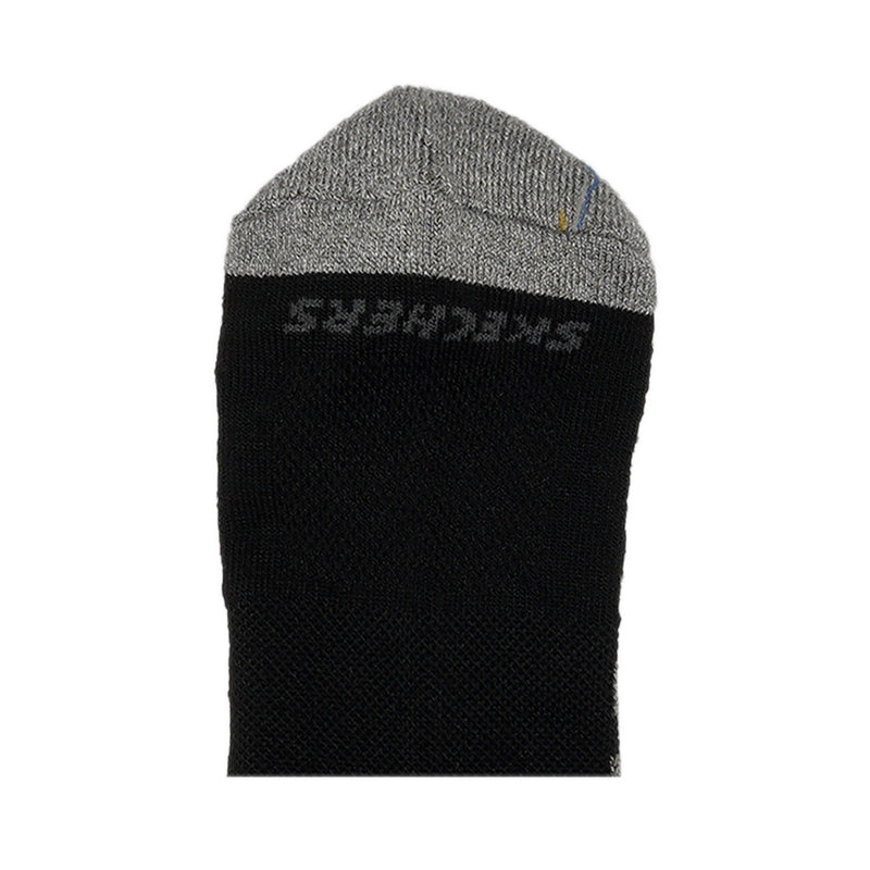Skechers 3Pk Mens Extended Terry Low Cut W/ Double Heel Tab Socks - Grey / Black