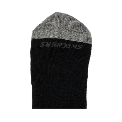 Skechers 3Pk Mens Extended Terry Low Cut W/ Double Heel Tab Socks - Grey / Black