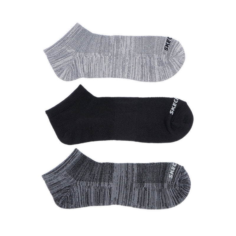 SKECHERS MEN 3PK NON TERRY SUPERSOFT LOW CUT - BLACK MIX