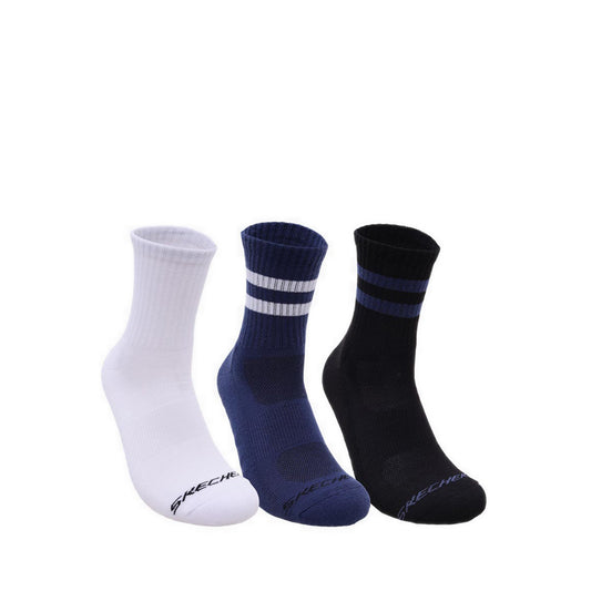 Skechers 3Pk 1/2 Terry Hi Qtr Crew Men - Blue