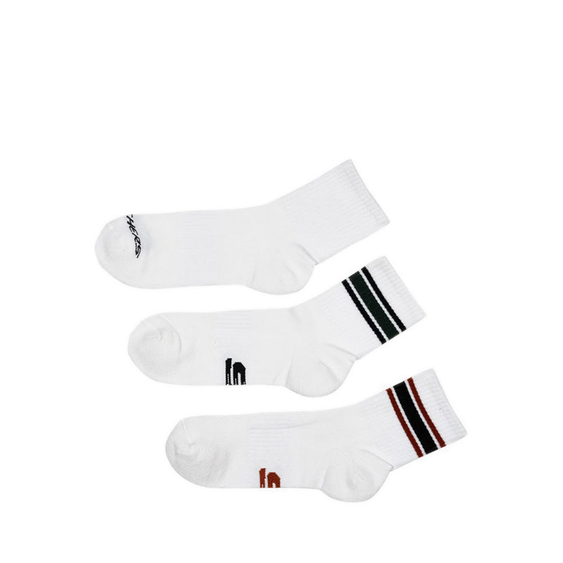 Skechers 3Pk Mens 1/2 Terry Hi Qtr Crew - White