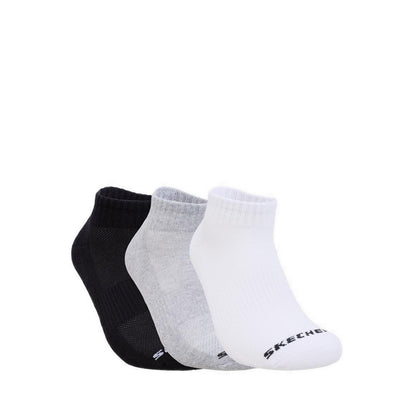 Skechers 3Pk Unisex 1/2 Terry Qtr Crew Socks - White / Black