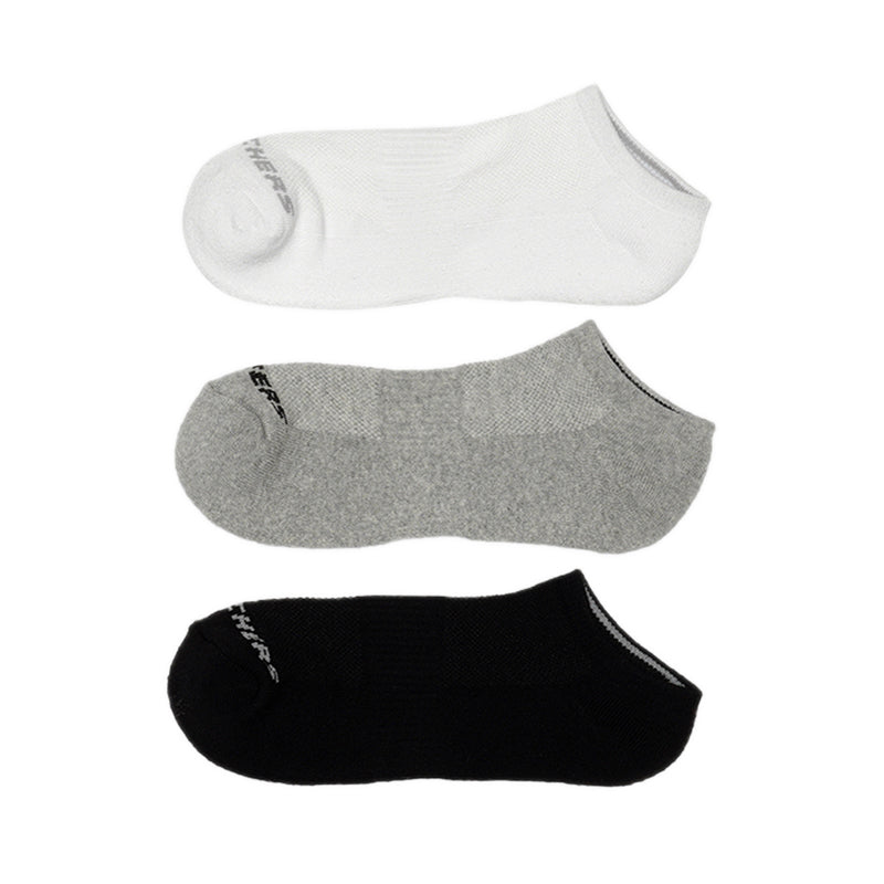 Skechers 3Pk Unisex 1/2 Terry No Show Socks - White
