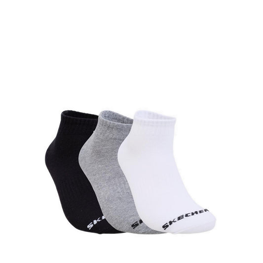 Skechers 3Pk Unisex Non Terry Qtr Crew - Arch Support Socks - White / Black