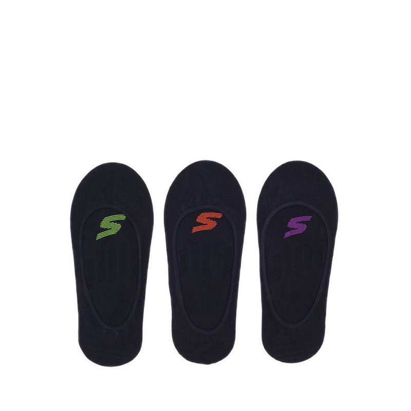 SKECHERS WOMEN 3PK MICROFIBER NON TERRY LINER SOCKS - BLACK