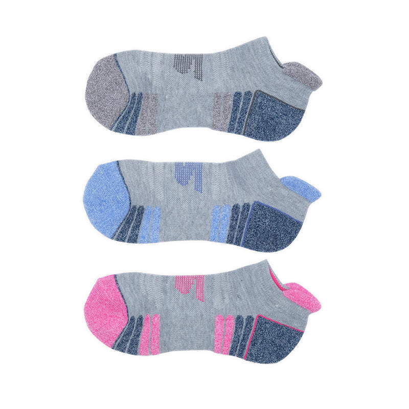SKECHERS WOMEN 3PK 1/2 TERRY LOW CUT SOCKS - GREY PINK