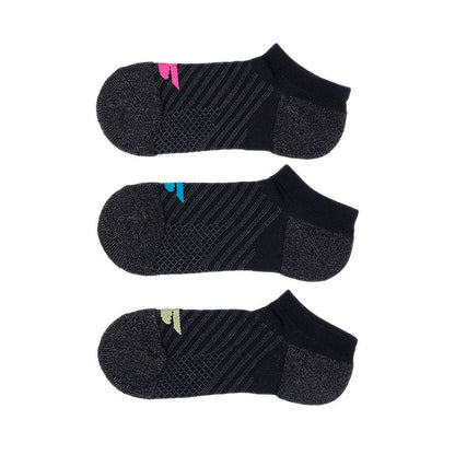 Skechers 3pk Womens 1/2 Terry Low Cut Women - Black Combo