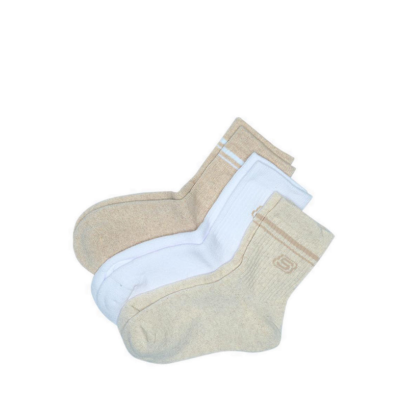 Skechers 3Pk Womens Full Terry Low Crew - Sand