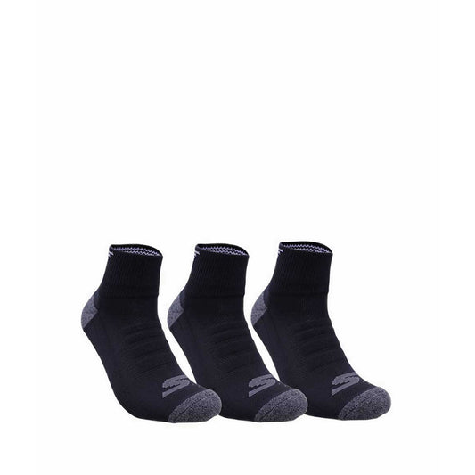 Skechers 3pk Mens 1/2 Terry Qtr Crew Men - Black Combo