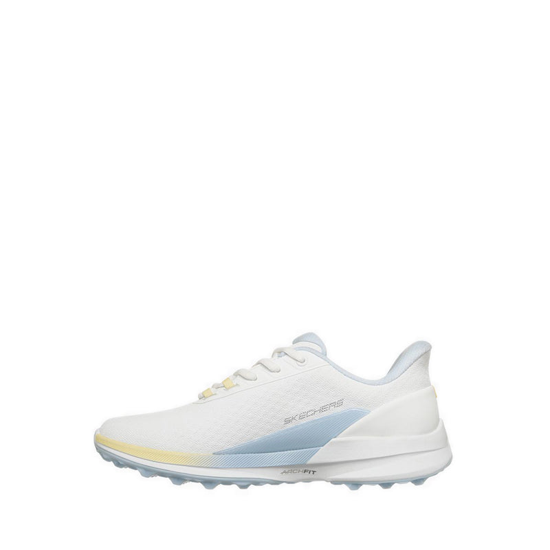 Skechers Golf Pure Si Shoes Women's - White Synthetic /Light Blue/Yellow Trim